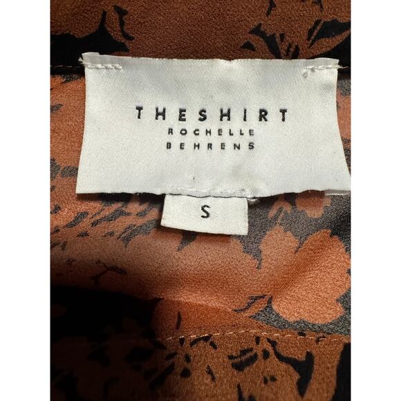 The Shirt by Rochelle Behrens Rust & Black Sheer Floral Maxi Shirt Dress (S) - Picture 5 of 7